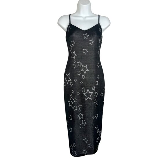 By johnny. Australia Star Scatter Slip Dress Midi Stretch Black US 6 - Picture 2 of 16
